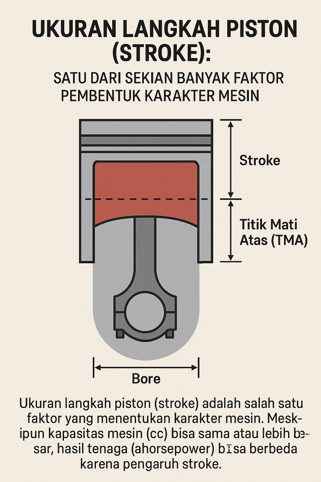 Stroke (langkah piston pada mesin).