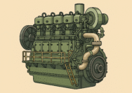 Ilustrasi mesin diesel 2 tak untuk kapal.
