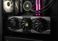 Ilustrasi kartu grafis Nvidia yang telah terpasang pada PC